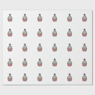 Patriotischer Cupcake Vintage Gravur Fourth of Jul Geschenkpapier