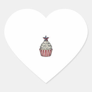 Patriotischer Cupcake Vintage Gravur Fourth of Jul Herz-Aufkleber
