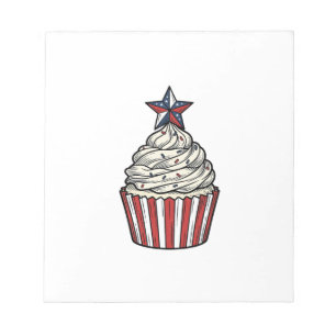 Patriotischer Cupcake Vintage Gravur Fourth of Jul Notizblock