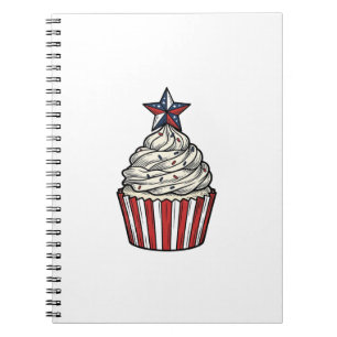 Patriotischer Cupcake Vintage Gravur Fourth of Jul Notizblock