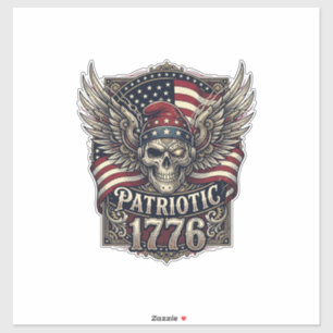 Patriotischer Cyber-Liberty-Totenkopf-Cyberpunk-Zu Aufkleber