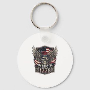 Patriotischer Cyber-Liberty-Totenkopf-Cyberpunk-Zu Schlüsselanhänger