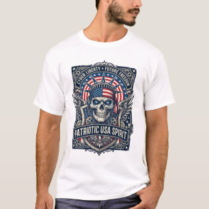Patriotischer Cyber-Liberty-Totenkopf Cyberpunk Zu T-Shirt