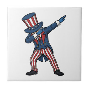Patriotischer Dabbing-Charakter Vintage-Vektordesi Fliese