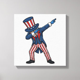 Patriotischer Dabbing-Charakter Vintage-Vektordesi Leinwanddruck