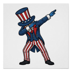 Patriotischer Dabbing-Charakter Vintage-Vektordesi Poster