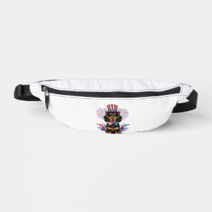 Patriotischer Dachshund Feuerwerk Vintage Vektor K Bauchtasche