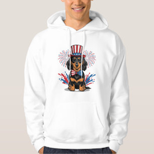 Patriotischer Dachshund Feuerwerk Vintage Vektor K Hoodie