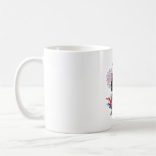 Patriotischer Dachshund Feuerwerk Vintage Vektor K Kaffeetasse
