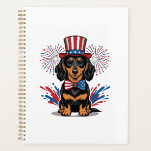 Patriotischer Dachshund Feuerwerk Vintage Vektor K Planer