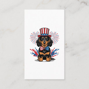 Patriotischer Dachshund Feuerwerk Vintage Vektor K Visitenkarte
