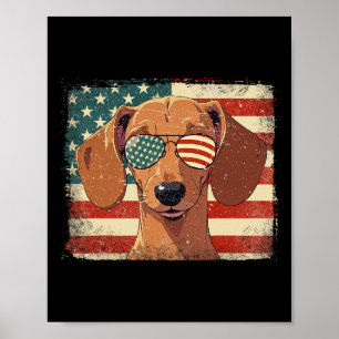 Patriotischer Dachshund-Hundefreund USA-Flagge 4. Poster