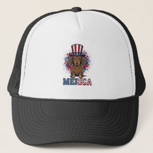 Patriotischer Dachshund Merica Vintage Hundeshirt_ Truckerkappe