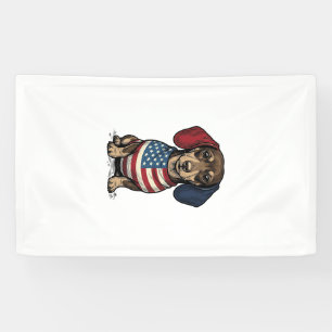 Patriotischer Dachshund Vintage Gravur Vektor Desi Banner