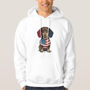 Patriotischer Dachshund Vintage Gravur Vektor Desi Hoodie