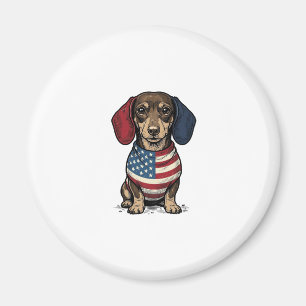 Patriotischer Dachshund Vintage Gravur Vektor Desi Magnet