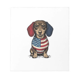 Patriotischer Dachshund Vintage Gravur Vektor Desi Notizblock
