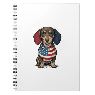 Patriotischer Dachshund Vintage Gravur Vektor Desi Notizblock