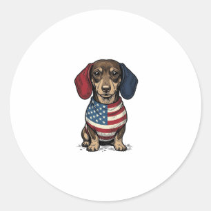 Patriotischer Dachshund Vintage Gravur Vektor Desi Runder Aufkleber