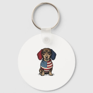 Patriotischer Dachshund Vintage Gravur Vektor Desi Schlüsselanhänger