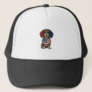 Patriotischer Dachshund Vintage Gravur Vektor Desi Truckerkappe