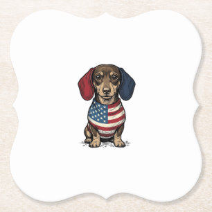Patriotischer Dachshund Vintage Gravur Vektor Desi Untersetzer