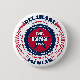 Patriotischer Delaware-Kreis mit Staatsdetails Button