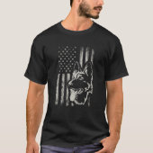 Patriotischer Deutscher Hirte AMERICAN FLAG Hund L T-Shirt (Vorderseite)