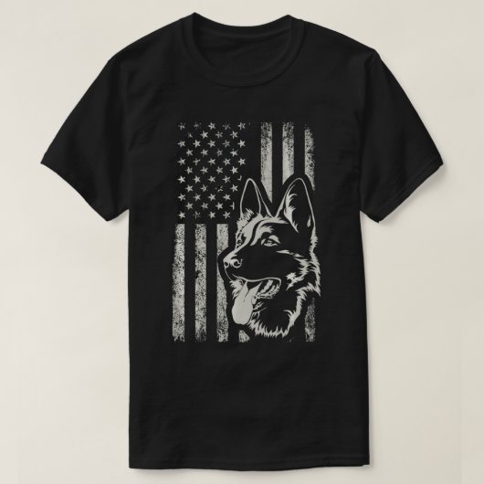 Patriotischer deutscher Schäferhund AMERICAN FLAG  T-Shirt (Design vorne)