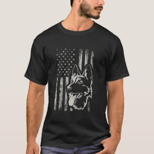 Patriotischer deutscher Schäferhund AMERICAN FLAG  T-Shirt