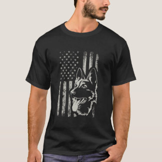 Patriotischer deutscher Schäferhund AMERICAN FLAG T-Shirt