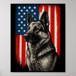 Patriotischer Deutscher Schäferhund Amerikanischer Poster