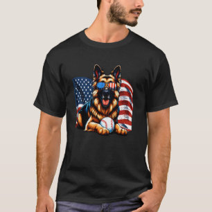 Patriotischer Deutscher Schäferhund Baseball Ameri T-Shirt