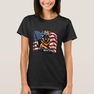 Patriotischer Deutscher Schäferhund Skateboarder U T-Shirt
