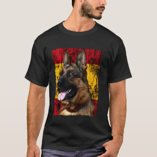 Patriotischer Deutscher Schäferhund Spanienflagge T-Shirt