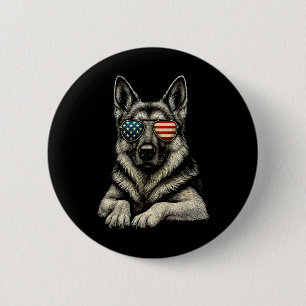 Patriotischer Deutscher Schäferhund Usa-Flagge Sun Button