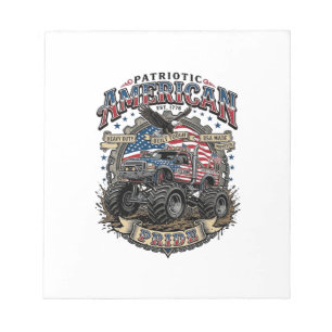 Patriotischer Diesel-Biest-Freiheits-Monster-Truck Notizblock