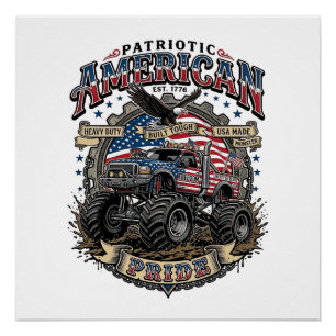 Patriotischer Diesel-Biest-Freiheits-Monster-Truck Poster