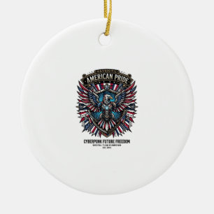 Patriotischer digitaler Flaggenhüter Cyberpunk Zuk Keramik Ornament