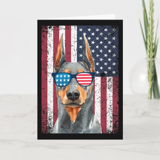 Patriotischer Dobermann Pinscher 4. Juli USA Ameri Karte (Vorderseite)
