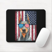 Patriotischer Dobermann Pinscher 4. Juli USA Ameri Mousepad (Mit Mouse)