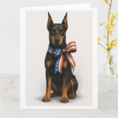 Patriotischer Dobermann Pinscher Karte (Gelbe Blume)