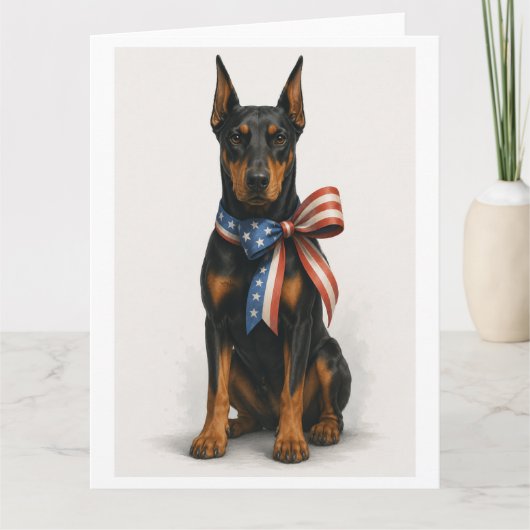 Patriotischer Dobermann Pinscher Karte (Vorderseite)