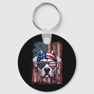 Patriotischer Dogo Argentino Hund Lover Us Flag In Schlüsselanhänger