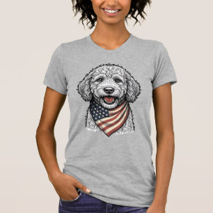 Patriotischer Doodle-Hund Vintage-Gravur-Vektor-De T-Shirt