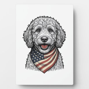 Patriotischer Doodle-Hund Vintage-Stich Vektor Des Fotoplatte