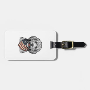 Patriotischer Doodle-Hund Vintage-Stich Vektor Des Gepäckanhänger
