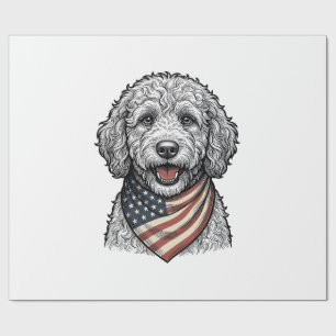 Patriotischer Doodle-Hund Vintage-Stich Vektor Des Geschenkpapier