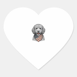 Patriotischer Doodle-Hund Vintage-Stich Vektor Des Herz-Aufkleber