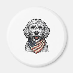 Patriotischer Doodle-Hund Vintage-Stich Vektor Des Magnet